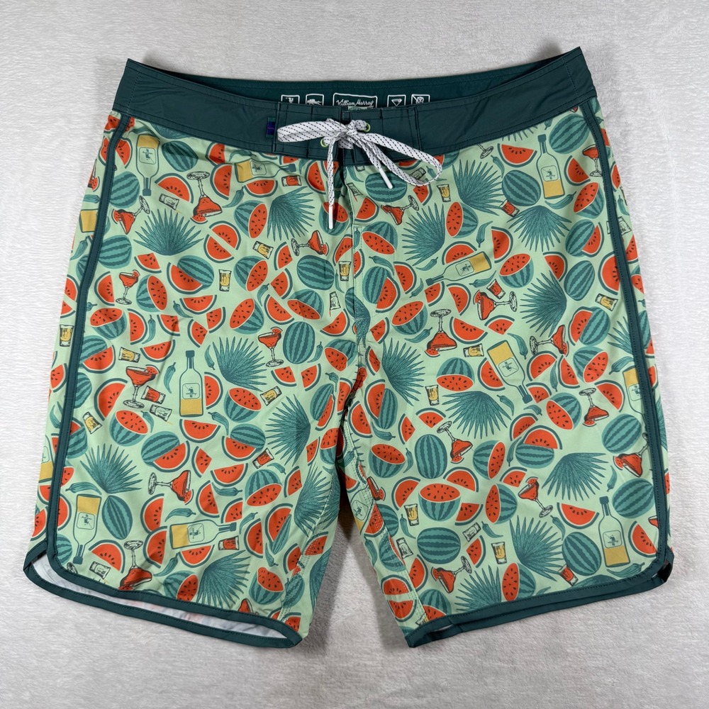 William Murray Mens Watermelon Tequila Board Shorts Green Size 34 Golf Swim